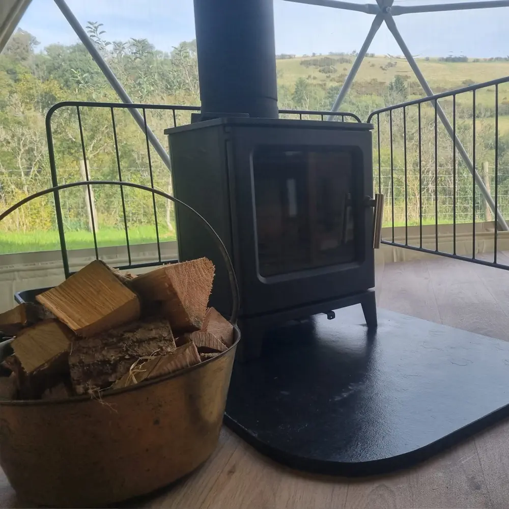 Eira Dome Log Burner and logs Eira Dome Geodome Log Burner and logs