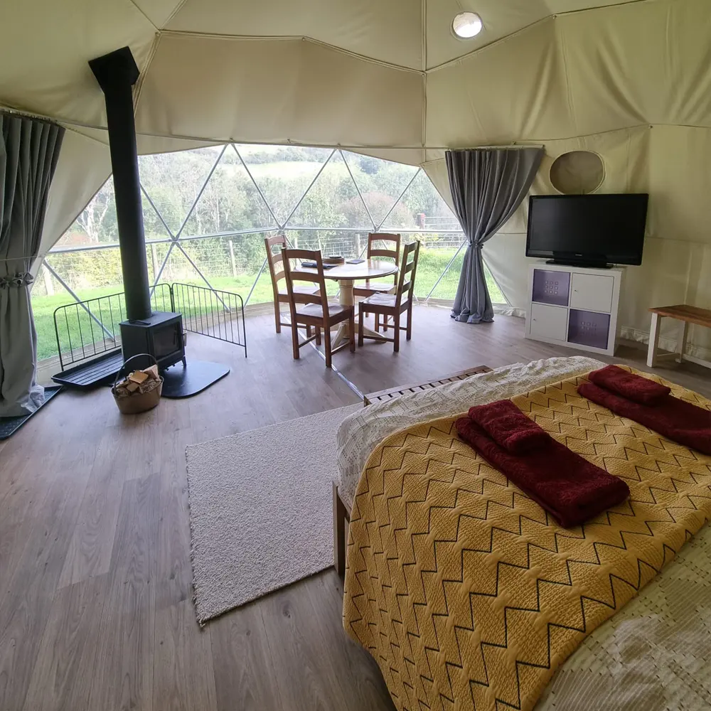 Eira Dome with log burner Eira Dome Geodome with log burner